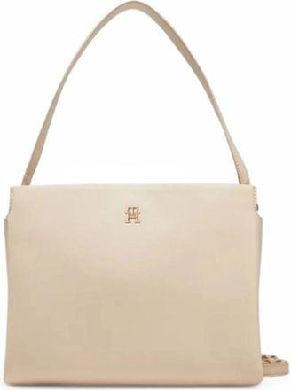 Tommy Hilfiger Pebble Grain Crossbody Satchel Tas - Dames - Schoudertassen - Roze - ONE Size - Polyester - Tassen