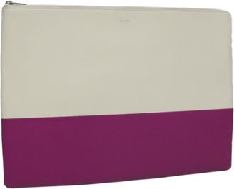 Celine White Leather Clutch Bag (Pre-Owned)