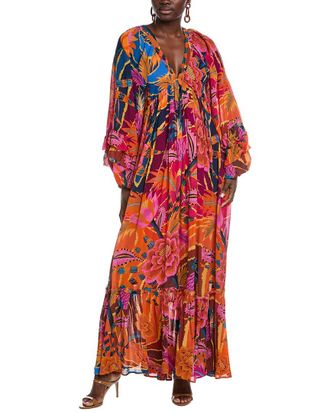 Farm Rio Farm Rio Vintage Wave Long Sleeve Maxi Dress