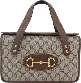 Gucci Horsebit 1955 Boston Bag Gg Coated Canvas Beige Canvas Handbag (Pre-Owned)