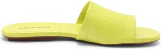 Carrano Sliders, female, Green, 4 UK, Leather Slippers Croco Lime Style
