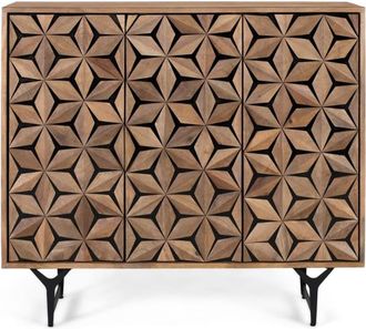 Giner&Colomer Mesita auxiliar fabricada en madera maciza de mango estilo geométrico