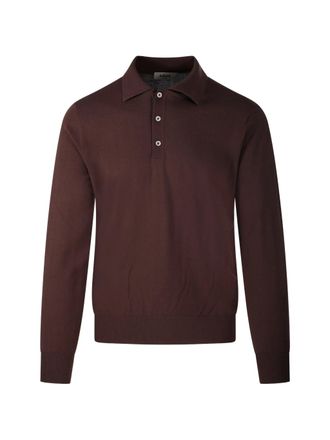 Altea Deep Brown Polo Long-Sleeve Cotton Polo