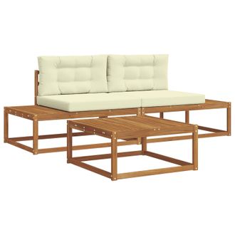 vidaXL Conjunto De Sof&aacute;s De Exterior Con Coj&iacute;n Natural Y Crema Vidaxl
