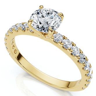 Pompeii3 1Ct Pave Diamond Round Cut Engagement Ring Gold Lab Grown