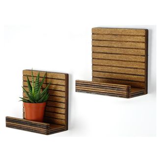 Dmora Estanter&iacute;a Soglio, 2 Estantes, Set De 2, Tono Madera Natural, 13x7x13h Cm, Marr&oacute;n Natural