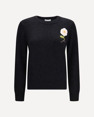 Ganni Maglione in lana con fiore alluncinetto Woman M