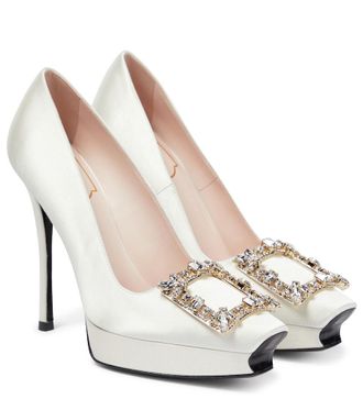 Roger Vivier Flower Strass satin platform pumps