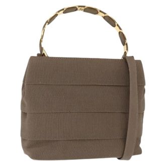 Ferragamo Pre-owned Mini Canvas Tas - Dames - Pre-owned - Beige - Maat: ONE Size