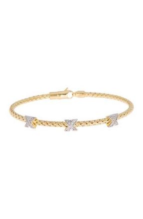 Meshmerise 18K Gold Vermeil Braided Diamond Cuff Bracelet - 0.20 ctw in Yellow at Nordstrom Rack