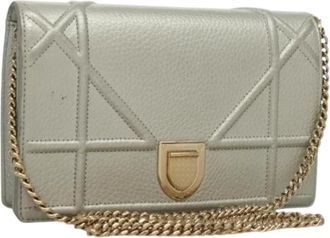 Dior Pre-owned Cross Body Bags, female, Gray, Size: ONE SIZE Pre-owned Diorama Wallet on Chain