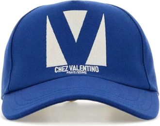 Valentino Garavani Chez Katoen Pet - Heren - Petten - Blauw - 58 CM - Katoen - Accessoires