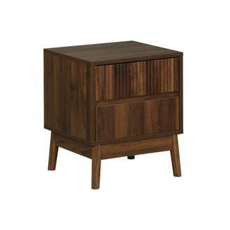 Sweeek Mesita de noche con efecto madera, 2 cajones, madera oscura