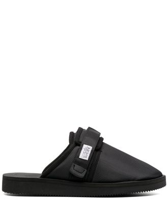 Suicoke logo patch slippers - men - Rubber/Nylon/Nylon - 13 - Black