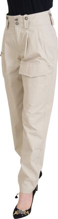 Dolce & Gabbana Beige High Waist Women Pants Cotton