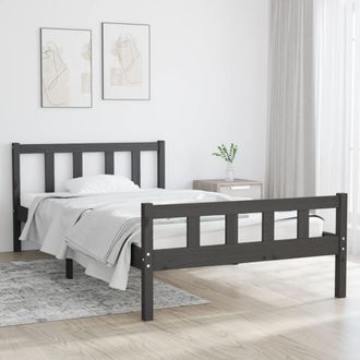 Berkfield Home Bed Frame Grey Solid Wood 100x200 cm