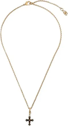 Dolce & Gabbana Collar con Cruz de Metal y Pedrer&iacute;a - Accessories - Mujer - Amarillo - ONE SIZE
