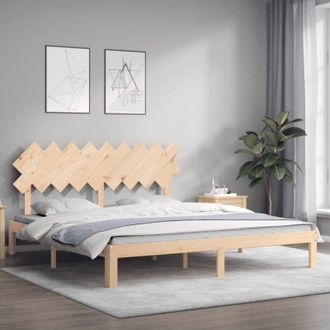 vidaXL Vidaxl - Estructura De Cama De Matrimonio Con Cabecero Madera Maciza