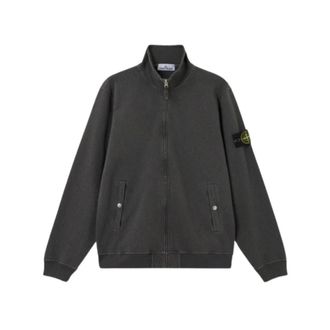 Stone Island Malfil&eacute; Fleece Old Effect Zip-Up Track Jacket - Heren - Vesten met rits - Grijs - S - Katoen - Hoodies & sweatvesten