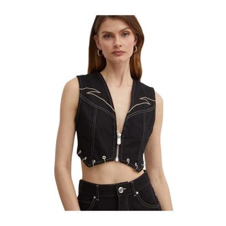 Pinko Pinko - Dracula Vest - Dames - Jassen - Zwart - Maat: XS Katoen