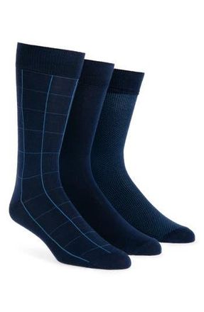 Lorenzo Uomo Assorted 3-Pack Cotton Blend Dress Socks in Navy at Nordstrom Rack