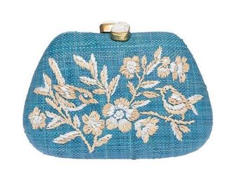 Raf&eacute; New York Tamu Bean Clutch in Blue /White at Nordstrom, Size Small