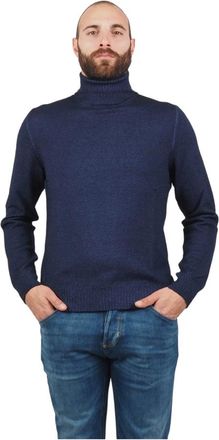 Barba Blauwe wollen coltrui - Heren - Coltruien - Blauw - 2XL - Wol - Truien & Vesten
