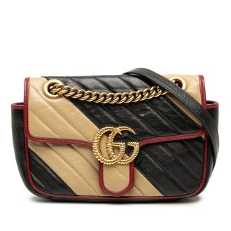 Gucci Pre-owned Gucci Small GG Marmont Matelasse Diagonal Leather Torchon Shoulder Bag Ladies HARMFCHF0AYB4GQ1