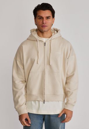 Siksilk Hombres Ecru Gr&aacute;fica con Cremallera Completa Sudadera con Capucha XXL