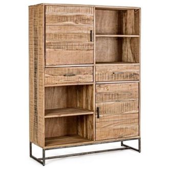 Hellin Credenza Elmer con struttura in legno di acacia, schienale in compensato, stile moderno -2 Ante - 2 Cassetti