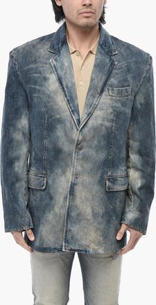 Diesel Oversized Denim Jacket With Logo Buttons Diesel