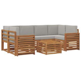 vidaXL Conjunto De Sof&aacute;s De Exterior 7 Pcs Gris Natural Y Claro Vidaxl