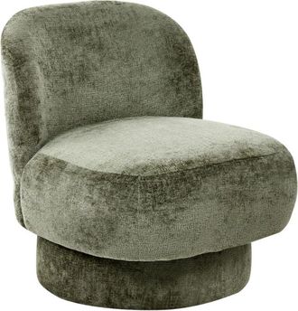 Beliani Sillón giratorio con tapizado de chenilla respaldo curvo estilo retro verde Aylo