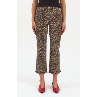 Daze Shy Leopard Print Kick Flare Jeans in Cool Cat at Nordstrom Rack, Size 24