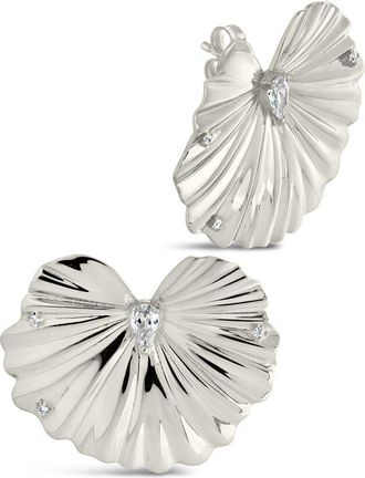 Sterling Forever Rhodium Plated CZ Phoenix Textured Studs