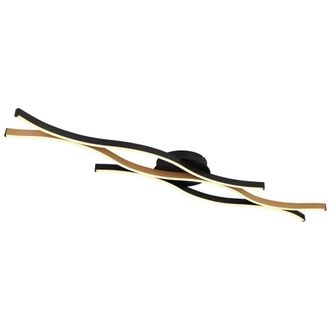 Netlighting Geronimo Semi Flush Ceiling Light Matt Black Wood 3x LED 3000K