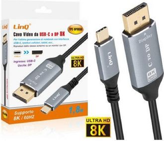 Trade Shop Trade Shop - Cavo Video Adattatore Da Type-c A Dp Display Port Ultra Hd 8k 1,8 Mt Tpc-dp8k60