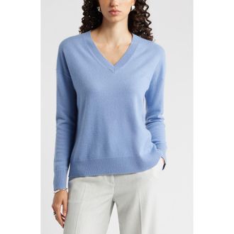 Nordstrom V-Neck Cashmere Sweater in Blue Bel Air at Nordstrom Rack, Size Xx-Large