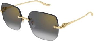 Cartier Ct 0549S 001 Zonnebrillen - Dames - Zonnebrillen - Geel - 57 MM - Accessoires