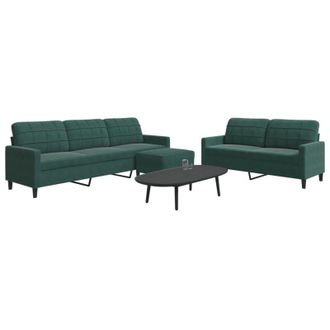 vidaXL Vidaxl - Juego De Sof&aacute;s Con Cojines 3 Piezas Terciopelo Verde Oscuro