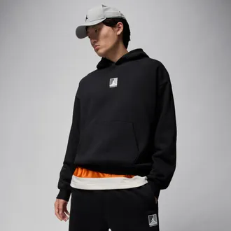 Nike Jordan Mens Jordan Brooklyn Fleece Graphic Pullover Hoodie in Black | HV0544-010