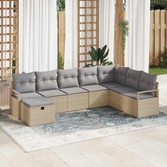 vidaXL Vidaxl - Conjunto De Sof&aacute; De Jard&iacute;n Con Coj&iacute;n 8 Pcs Beige Y Gris Claro