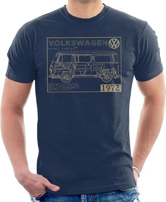 Volkswagen Type 2 Camper Plans Light Text Mens T-Shirt Navy Blue