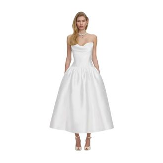 Self Portrait Taffeta Strapless Midi Jurk - Dames - Jurken - Wit - Maat: M Taf