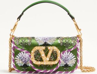 Valentino Garavani Valentino Garavani Loc&ograve; Small Embroidered Shoulder Bag With Jewel Logo Wo