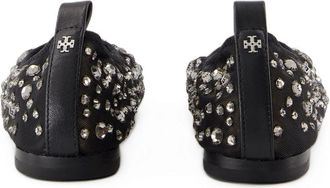 Tory Burch Womens Crystal Ballerinas Black Nylon