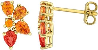 Rina Limor Gold Over Silver 1.48 Ct. Tw. Light Orange Sapphire, Orange Red Sapphire, Orange Sapphire Drop Earrings