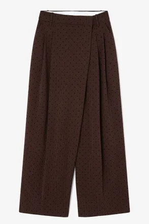 Ganni Flock Check Cross-over Pants - Size 34 Brown