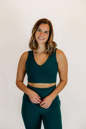 Free People Never Better Crop Cami Bra In Evergreen