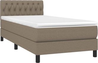 vidaXL Cama Box Spring Con Colch&oacute;n Tela Gris Taupe 90x200 Cm Vidaxl